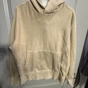 American Eagle Laidback Luxe Hoodie Mens XS Beige Sweatshirt Relaxed Fit Outdoor